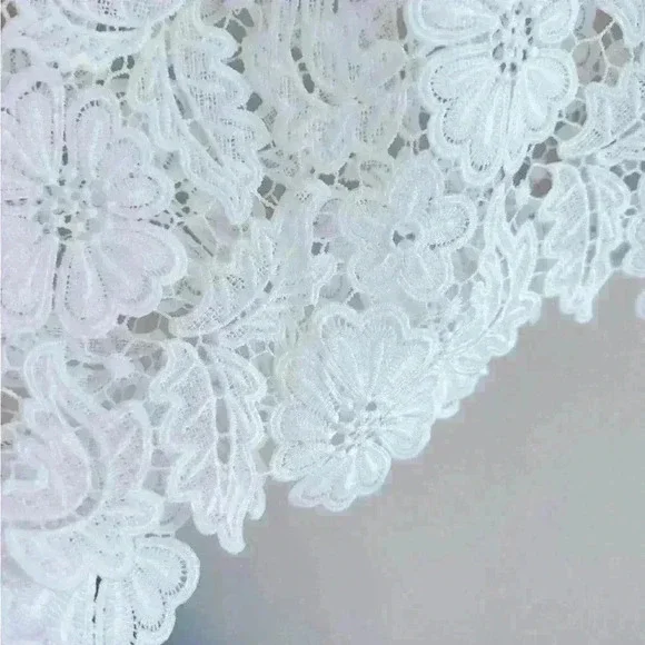 Anne Fontaine Vorel White Semi-sheer Floral Lace Asymmetrical Hem Dress Size 36 - Picture 8 of 9